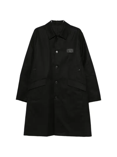 Undercover Graphic-patch Single-breasted Coat In Black