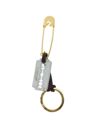 Pre-owned Undercover Lightning Bolt Razorblade Keychain In Gold