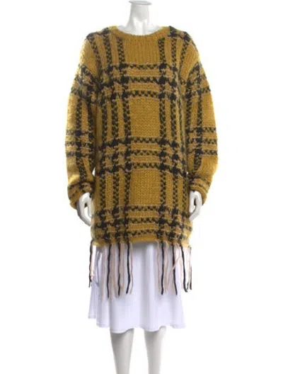 Pre-owned Undercover Plaid Print Crew Neck Sweater In Yellow