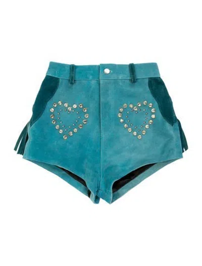 Pre-owned Understated Leather Leather Mini Shorts In Blue