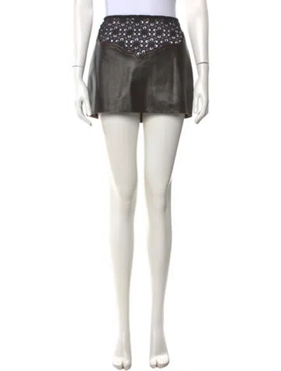 Pre-owned Understated Leather Leather Mini Skirt In Black