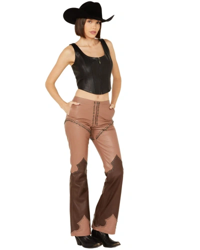 Pre-owned Understated Leather Women's Heart And Soul Pants - Wpnt207822 In Brown