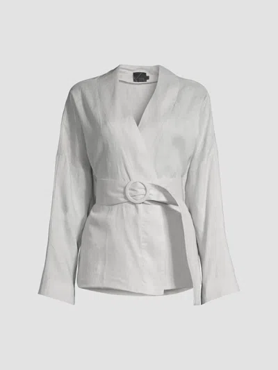 Undra Celeste Women's Belted Wrap Jacket In Smoke