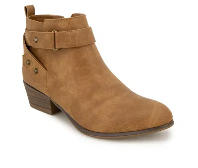 Unionbay Tilly Boots Womens Cognac Faux Leather Crossover Ankle Booties Zap346 In Animal Print