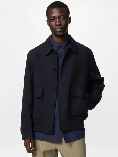 Uniqlo Men's Short Blouson Jacket, Navy, 2xs