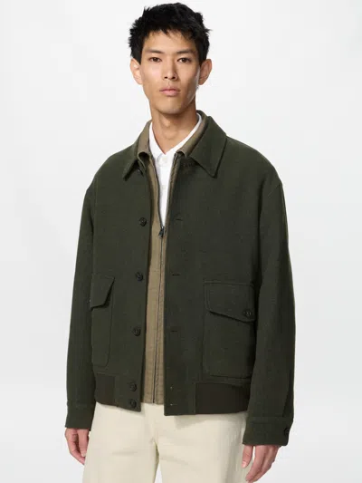 Uniqlo Men's Short Blouson Jacket, Olive, 2xs In Green