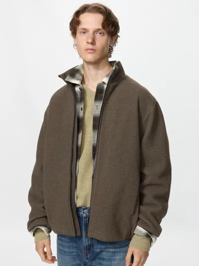 Uniqlo Men's Windproof Fleece Jacket, Brown, 2xs