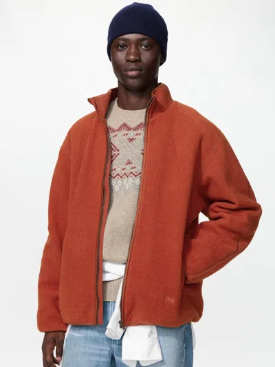 Uniqlo Men's Windproof Fleece Jacket, Orange, 2xs In Blue