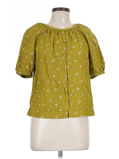 Pre-owned Uniqlo Short Sleeve Blouse In Green