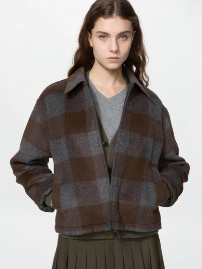 Uniqlo Women's Brushed Short Blouson Jacket, Brown, 2xs