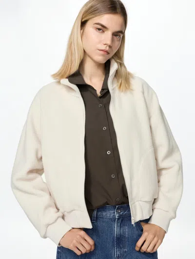 Uniqlo Women's Fleece Short Blouson Jacket, Natural, 2xs In Neutral