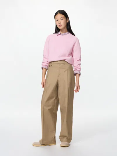 Uniqlo Women's Pleated Chino Pants, Beige, 2xs In Brown