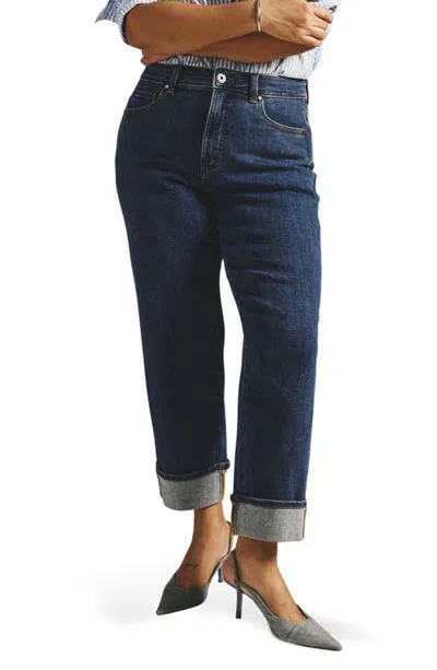Universal Standard Stevie High Waist Cuffed Straight Leg Jeans In Blue