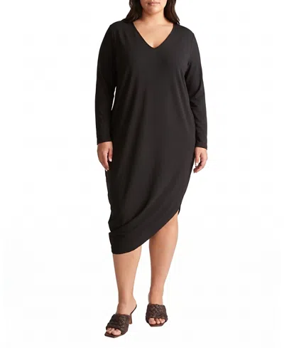 Universal Standard Women's Plus Iconic Long Sleeve V-neck Geneva Dress In Black