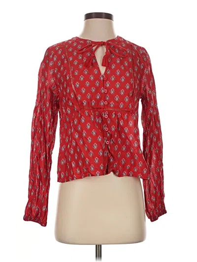 Pre-owned Universal Thread Long Sleeve Blouse In Red