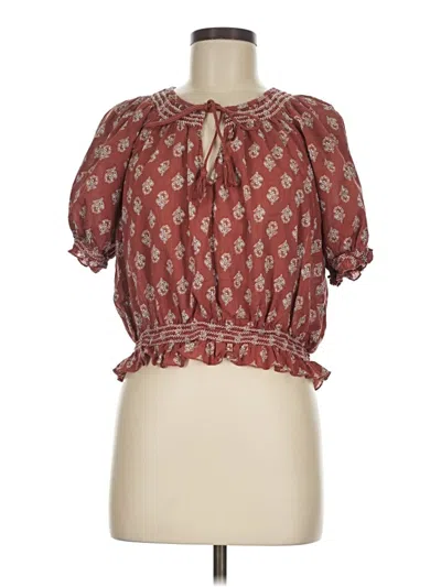 Pre-owned Universal Thread Short Sleeve Blouse In Red
