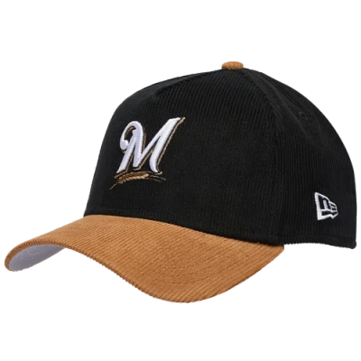 Unknown Milwaukee Brewers New Era Brewers 940af Cord Cap In Black/tan
