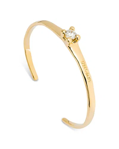 Uno De 50 Cosmos White Zircon Solitaire Cuff Bracelet In Gold