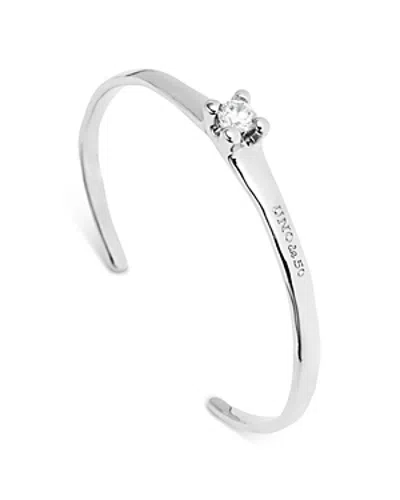 Uno De 50 Cosmos White Zircon Solitaire Cuff Bracelet In Silver