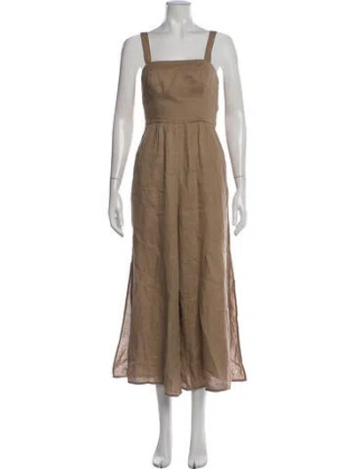 Pre-owned Unsubscribed Square Neckline Jumpsuit In Neutrals