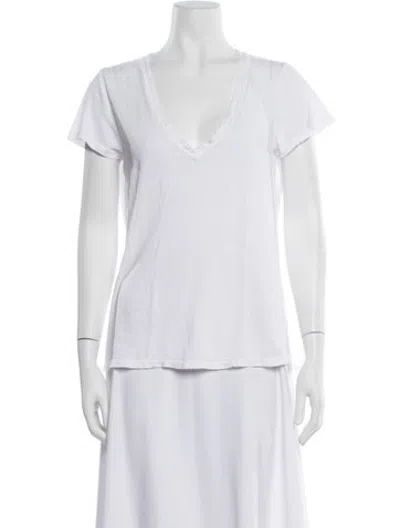 Pre-owned Unsubscribed V-neck Short Sleeve T-shirt In White