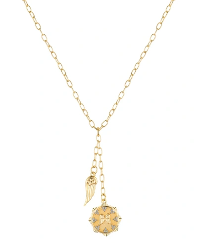 Unwritten Crystal Angel Wings Pendant Y-necklace In Gold