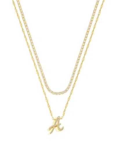 Unwritten Cubic Zirconia Initial Pendant Necklace Set In Gold-b