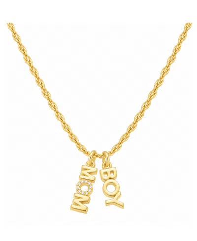 Unwritten Gold-tone Cubic Zirconia "mom" And "boy" Pendant Necklace