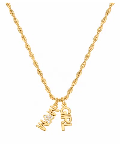 Unwritten Gold-tone Cubic Zirconia "mom" And "girl" Pendant Necklace