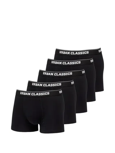Urban Classics Logo-waistband Boxer Briefs (set Of Five) In Black