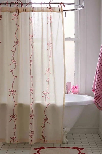 Urban Outfitters Lacey Bows Shower Curtain In Red At
