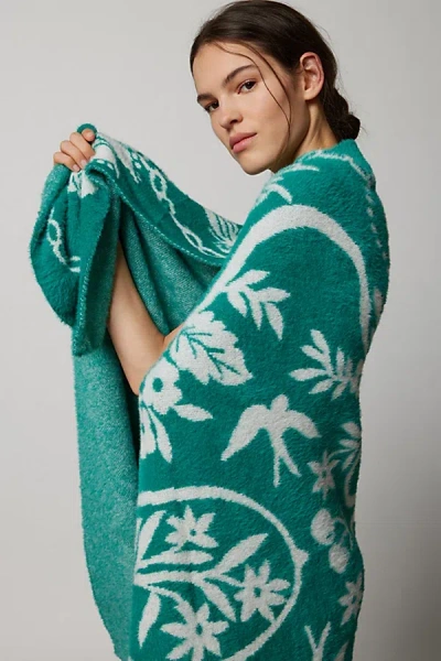 Urban Outfitters Mariya Eyelash Knit Throw Blanket In Dark Green At