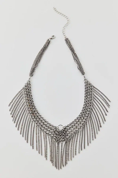 Urban Outfitters Mesh Bib Necklace In Silver, Women's At