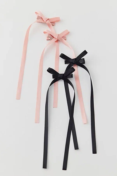 Urban Outfitters Mini Long Satin Hair Bow Clip Set, Women's At  In Pink