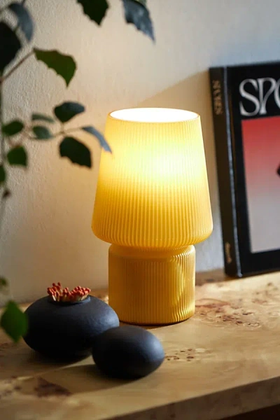 Urban Outfitters Ribbed Little Glass Table Lamp In Gold At