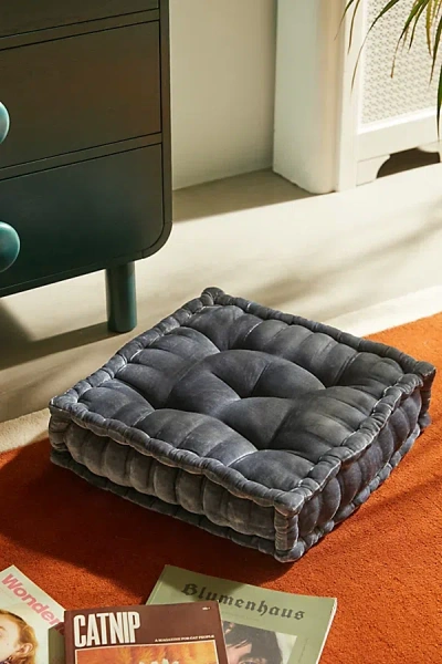 Urban Outfitters Ruthie Velvet Floor Pillow In Slate At  In Gray