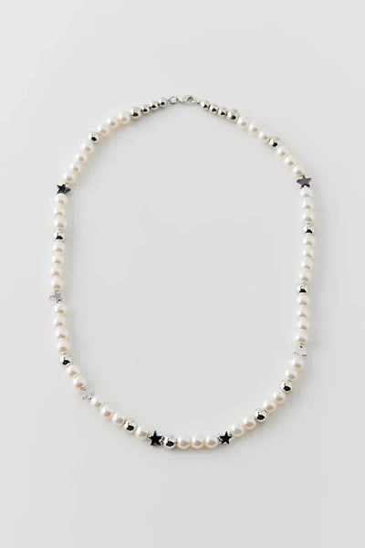 Urban Outfitters Star & Pearl Necklace In Pearl, Men's At  In Neutral