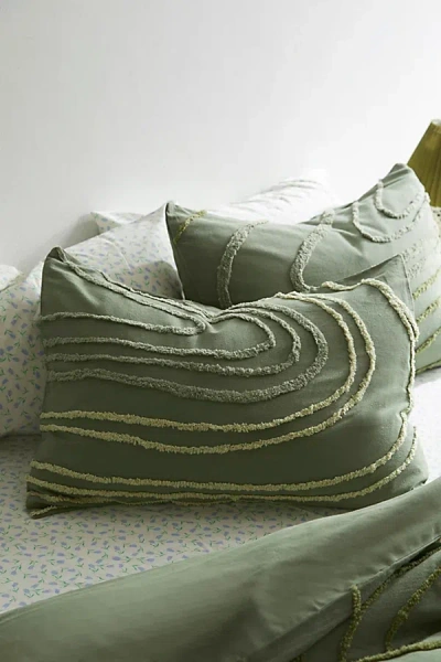 Urban Outfitters Swirl Tufted Sham Set In Olive At  In Gray