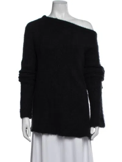 Pre-owned Urban Zen Cashmere Off-the-shoulder Sweater In Black