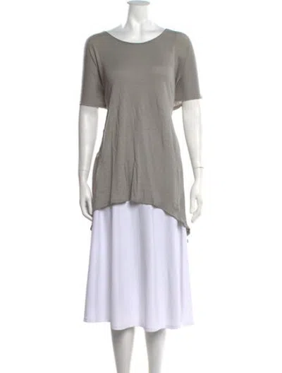 Pre-owned Urban Zen Linen Scoop Neck Top In Grey