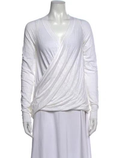 Pre-owned Urban Zen Linen V-neck Top In White
