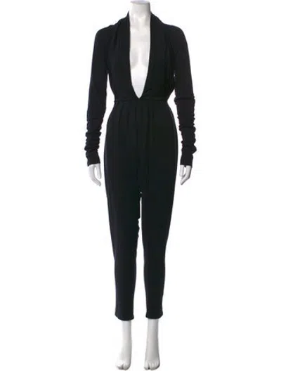 Pre-owned Urban Zen Plunge Neckline Jumpsuit In Black