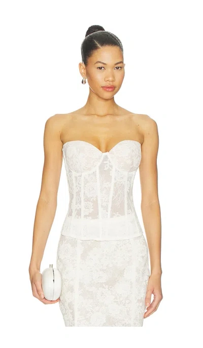 V. Chapman Athena Top In White Chantilly Lace