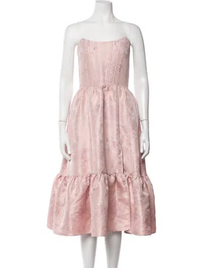 Pre-owned V. Chapman Floral Print Midi Length Dress W/ Tags In Pink