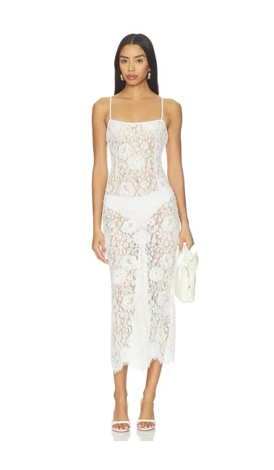 V. Chapman Hallie Maxi Dress In White Beaded Lace