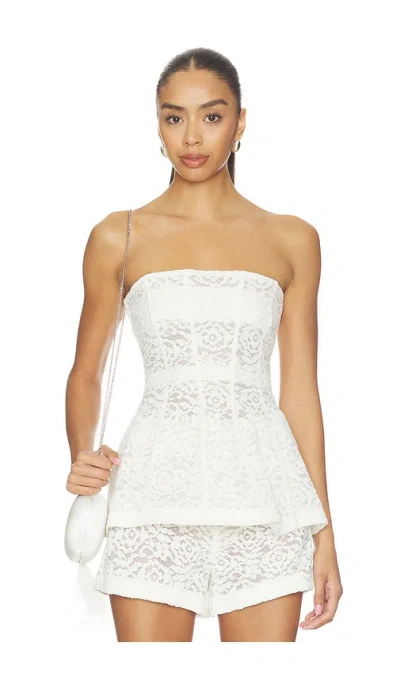 V. Chapman Rebecca Top In White Rose Lace