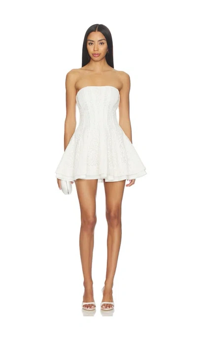 V. Chapman Rosemary Mini Dress In White Rose Lace