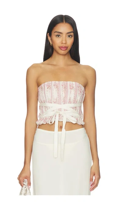 V. Chapman Sadie Strapless Top In Strawberry Victorian Stripe
