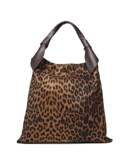V73 Leopard-print Shoulder Bag In Brown