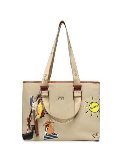 V73 Printed Shoulder Bag In Neutral